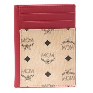 MCM Red and Tan Card Holder